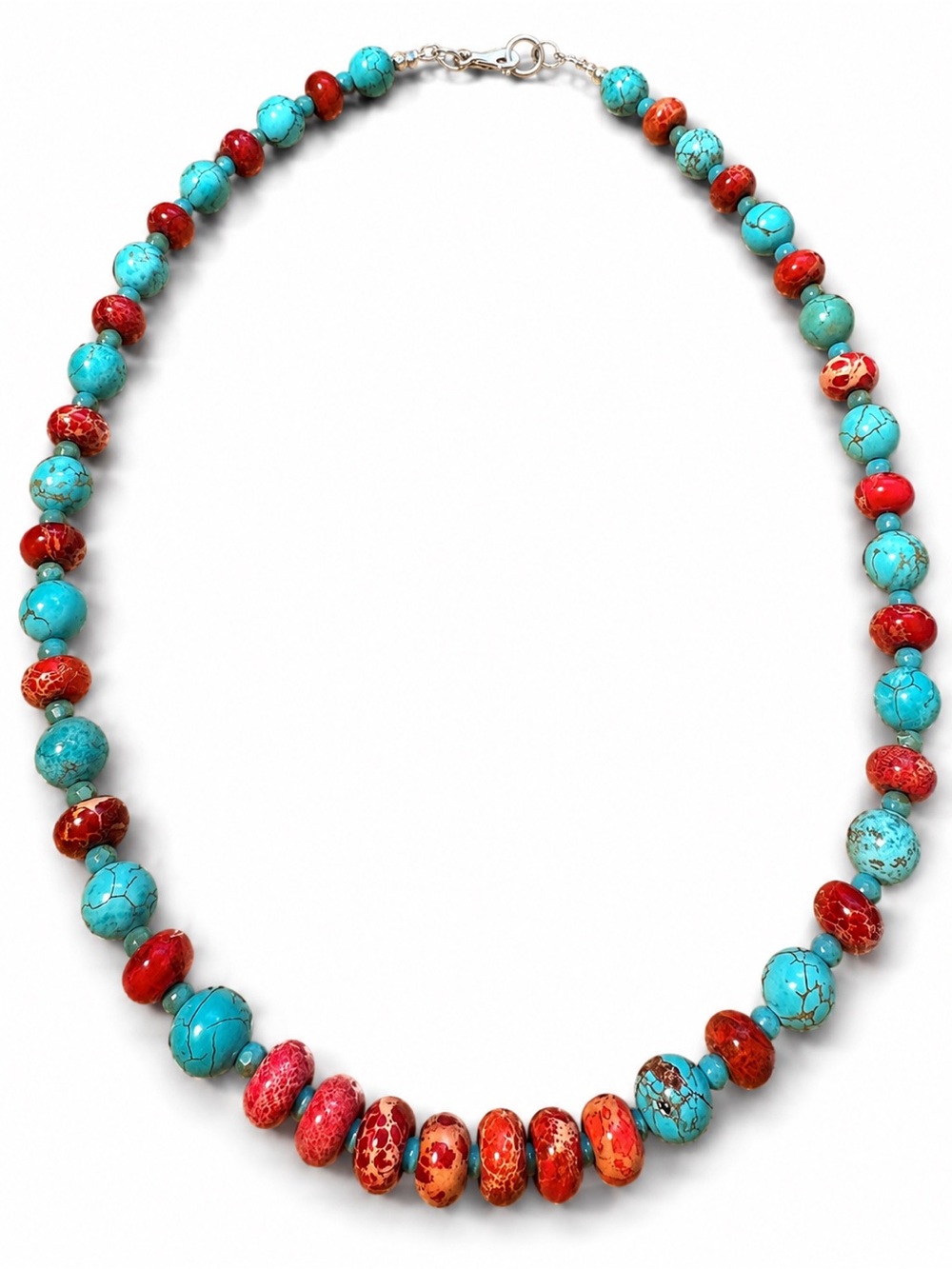 Turquoise Red Jasper Necklace Boho Southwestern Western Artisan - Picture 2 of 4